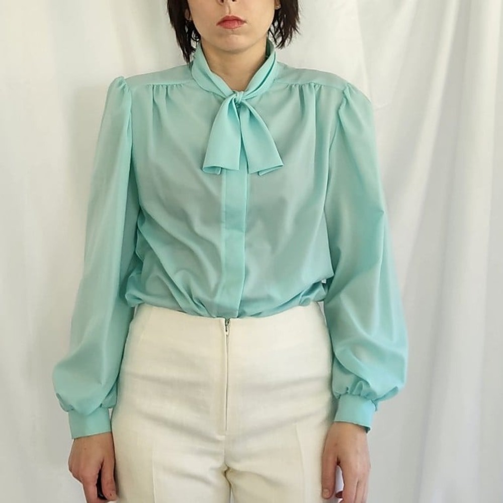80s Robin's‎ Egg Blue Blouse